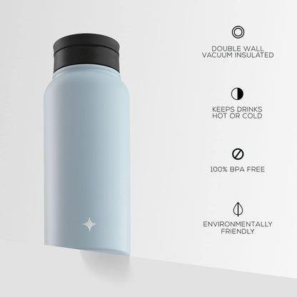 JoyJolt Triple Insulated Water Bottle with Straw Lid AND Flip Lid! 22oz Water Bottle, 12 Hour Hot/Cold Vacuum Insulated Stainless Steel Water Bottle. BPA-Free Leakproof Water Bottles - Thermos Bottle