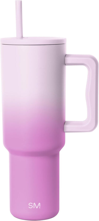 Simple Modern 40 oz Trek Tumbler with Handle and Straw Lid | Cup Holder Friendly Insulated Stainless Steel Travel Mug | Sea Glass Sage - Colors A