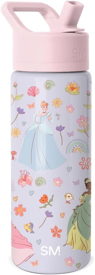 Simple Modern Disney Minnie Mouse Kids Water Bottle with Straw Lid | 14oz Insulated Stainless Steel Kids Tumbler & Spill Proof Toddler Cup for School, Girls, Boys | Summit | Minnie Mouse Fun - Colors A