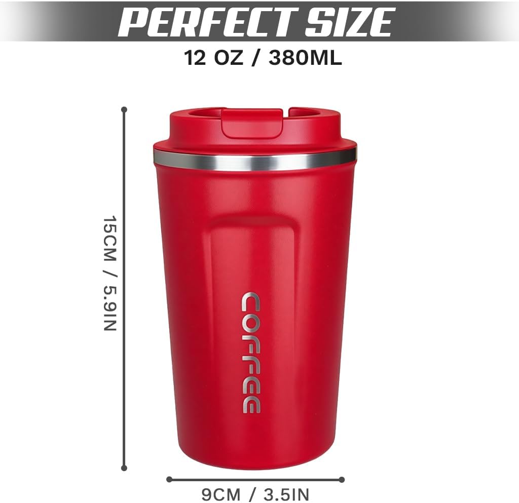 SPLMIFA Travel Coffee Mug Leak-Proof, Reusable Coffee Cups with Lids, Stainless Steel Vacuum Insulated Coffee Tumblers, Thermal Insulation Cup for Men and Women Hot & Cold Drinks(2nd-Green Pink, 12OZ)