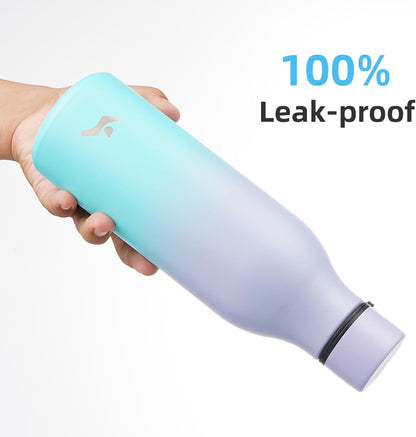 Konokyo Insulated Water Bottle with Strap,18 oz Double Wall Stainless Steel Vacuum Bottles Metal Water Flask,Macaron Green - Colors A