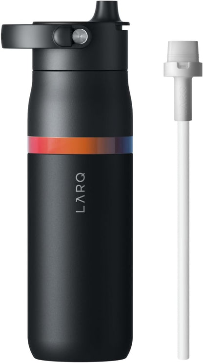 LARQ Swig Top — Insulated Stainless Steel Water Bottle with Straw, Detachable Silicone Handle, Vacuum 24h Cold, BPA-Free Metal Bottle for Gym, Travel, Office, Wide Mouth for Ice — 23 oz, Mojave Dune