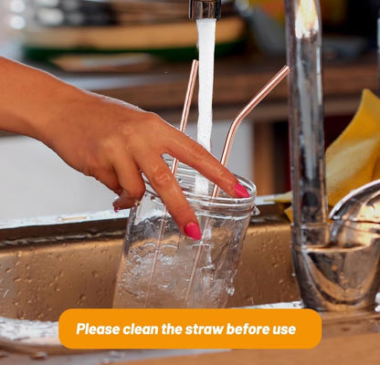 VEHHE Metal Straws Stainless Steel Straws Drinking Straws Reusable - 10.5" Ultra Long 4 + 1 - W/Cleaning Brush for 20/30 Oz for Yeti RTIC SIC Ozark Trail Tumblers (2 Straight|2 Bent|1 Brush)