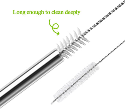 10.5 Inch Stainless Steel Straws Replacement for Starbucks Cold Cup Venti 24 oz, 6 PCS Straight Reusable Metal Straw with Cleaning Brush, 10.5" X 0.31" Compatible with Starbucks Tumblers