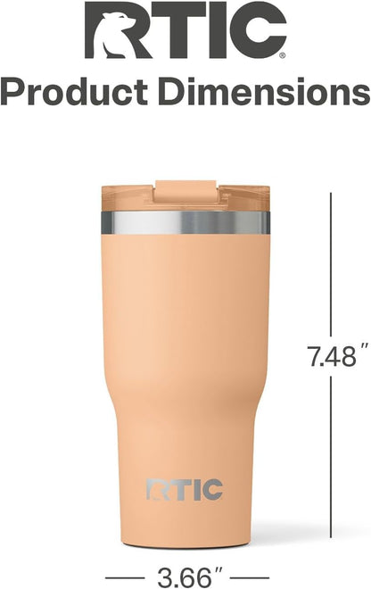 RTIC 20oz Essential Tumbler with Lid, Ceramic Lined, Insulated, Stainless Steel, Metal, Double Wall Vacuum-Insulation, Travel Cup for Iced Coffee, Tea, Hot and Cold Drink, Graphite