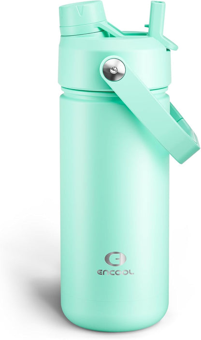 ENCOOL Insulated Water Bottle with Straw Stainless Steel Water Bottle, Leak-Proof, BPA-Free, Double Wall Vacuum Keeps Cold for 24 Hours for Sports, Travel, School (26 oz, Cotton Candy) - Colors A