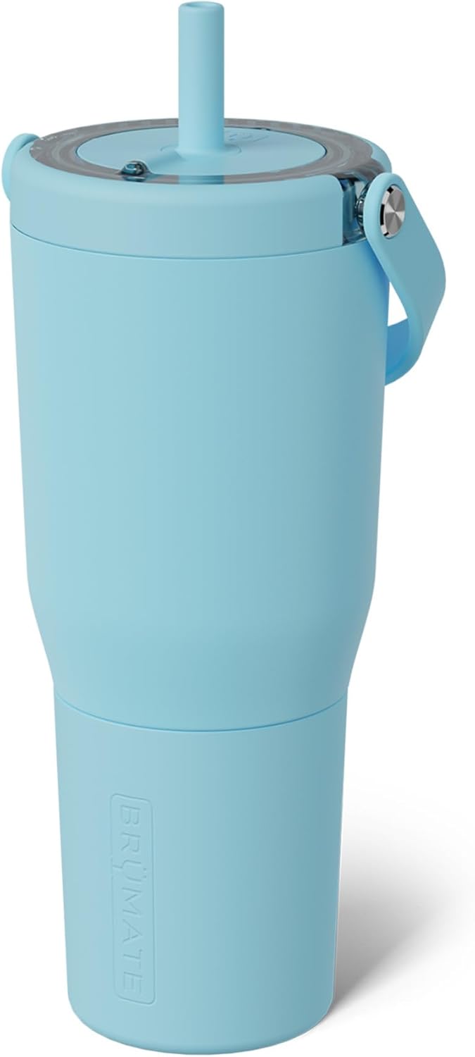 BrüMate Resa 35oz 100% Leakproof Tumbler w/Handle & Straw | Flexible SoftSip Straw | Silicone Sleeve for Durability | Stainless Steel | Cup Holder & Travel Friendly Water Bottle (Java)