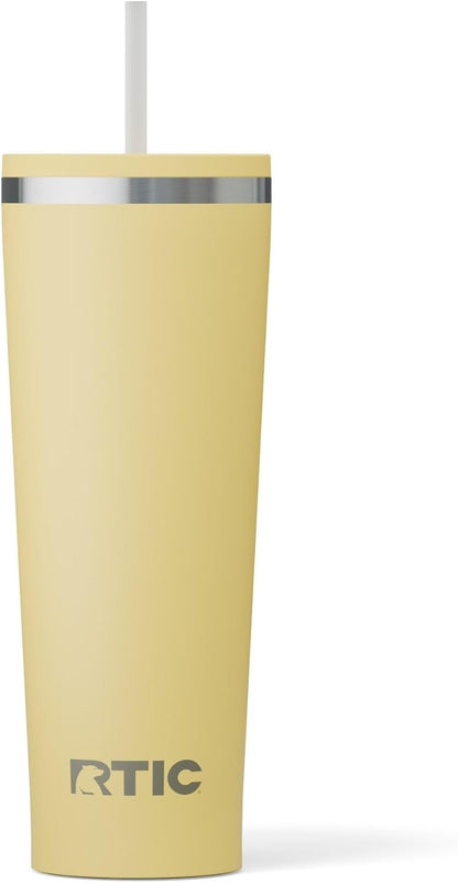 RTIC 20oz Everyday Tumbler Insulated Stainless Steel Portable Travel Coffee Cup with Straw, Ceramic Lining, Spill-Resistant Lid, BPA-Free, Hot and Cold Drink, Beach