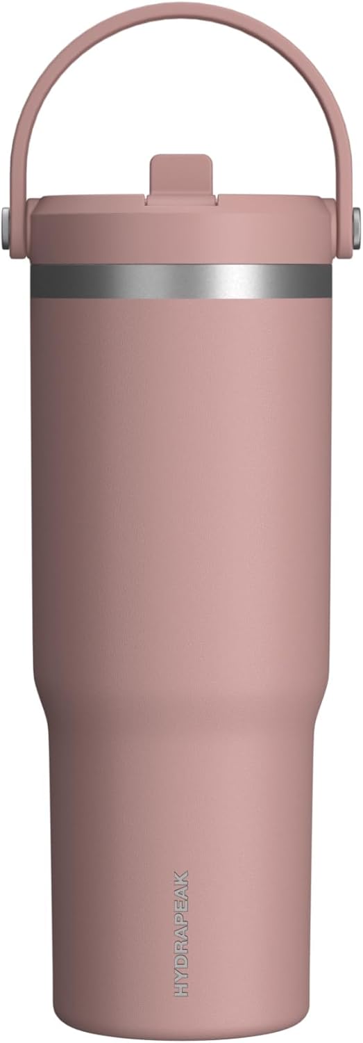 Hydrapeak Nomad 32oz Insulated Stainless Steel Travel Tumbler with Handle & Straw Lid, Leakproof, Cupholder Friendly, Keeps Drinks Cold 24 Hours, Reusable Bottle for Daily Hydration (Pale Sage)