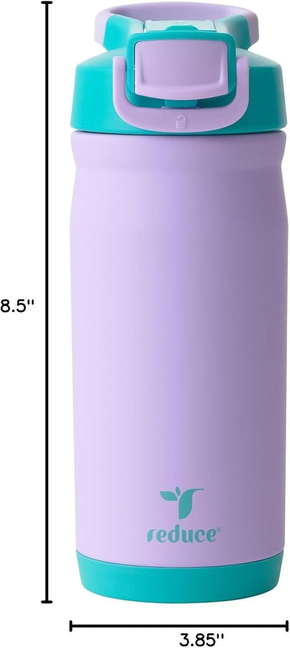 Reduce Hydrate Pro Kids 14oz Stainless Steel Insulated Water Bottle w/Straw – Spill Proof Tumbler for Kids – 30 Hour Cold Retention – Dishwasher Safe Leak-Proof Design - Abstract Flowers