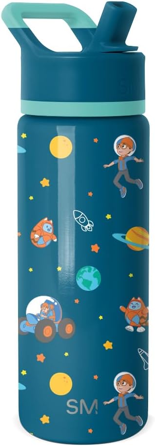 Simple Modern Kids Water Bottle with Straw Lid | 14oz Insulated Stainless Steel Kids Tumbler & Spill Proof Toddler Cup for School, Girls, Boys | Summit | Chloe Floral - Colors B