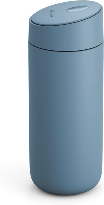 Fellow 16 oz Carter Slide Ceramic Lined Coffee Travel Mug – One-Handed Slide Lid, Vacuum Insulated Stainless Steel, Leak-Proof, Hot 6 Hours Cold 6 Hours, BPA-Free, Dishwasher Safe, Hazy Blue