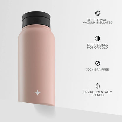 JoyJolt Triple Insulated Water Bottle with Straw Lid AND Flip Lid! 22oz Water Bottle, 12 Hour Hot/Cold Vacuum Insulated Stainless Steel Water Bottle. BPA-Free Leakproof Water Bottles - Thermos Bottle