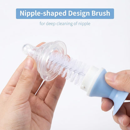 Ariseno 5-in-1 Baby Bottle Cleaner Set, Including Nylon & Silicone Bottle Brush, Cap, Straw & Nipple Brushes, BPA-Free (Grey)