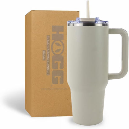 Hogg Big Swig 40 oz Tumbler with Handle and Straw - Red, 40oz Insulated Stainless Steel, Water Tumbler with Straw, Water Cup with Handle, Versatile Leak Proof Lid