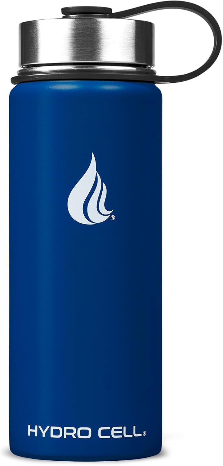 HYDRO CELL Stainless Steel Insulated Water Bottle with Straw - For Cold & Hot Drinks - Metal Vacuum Flask with Screw Cap and Modern Leakproof Sport Thermos for Adults (Neon 18oz)