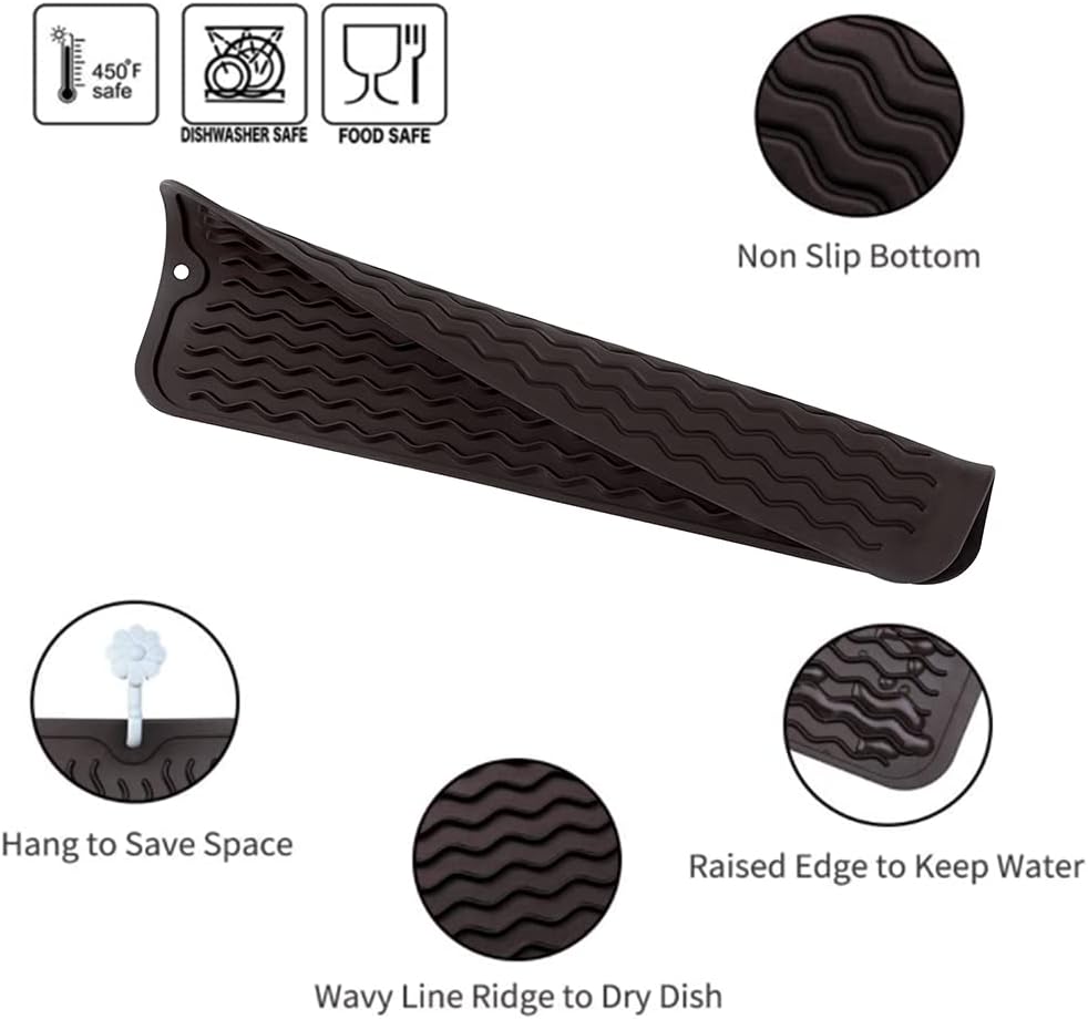 MicoYang Silicone Dish Drying Mat for Multiple Usage,Easy clean,Eco-friendly,Heat-resistant Silicone Mat for Kitchen Counter,Sink,Bar,Bottle,or Cup Green M 17 inches x 6 inches
