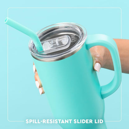 Swig Life 40oz Mega Mug, 40 oz Tumbler with Handle and Straw, Cup Holder Friendly, Dishwasher Safe, Extra Large Insulated Tumbler, Stainless Steel (Pickleball)