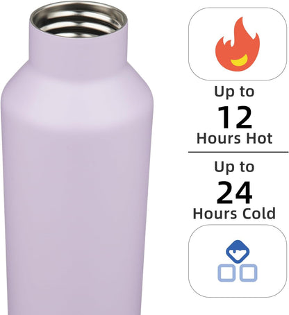 Konokyo Insulated Water Bottle with Straw,25 OZ Double Wall Vacuum Stainless Steel Water Flask with 2 Lids,Black