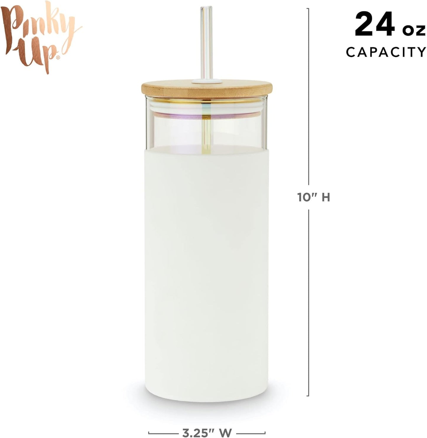 Pinky Up Blair Travel Tea Infuser Mug, Double Walled Insulated Travel Tumbler with Loose Leaf Tea Strainer, Travel Coffee Mug, Keeps Drinks Hot or Cold, 16 oz, White Leaf