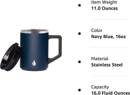 Elemental Insulated Coffee Mug - Triple-Wall Stainless Steel Summit Travel Cup for Hot and Cold Drinks - Thermal Coffee Mug with Lid and Handle for Camping, Office & Travel 16oz - Rainbow Speckle