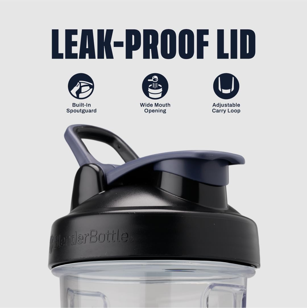BlenderBottle Shaker Bottle Pro Series Perfect for Protein Shakes and Pre Workout, 24-Ounce, Black
