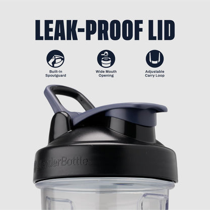 BlenderBottle Shaker Bottle Pro Series Perfect for Protein Shakes and Pre Workout, 24-Ounce, Black