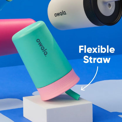 Owala Kids BPA-Free Plastic Tumbler with Spill Resistant Flexible Straw, Easy to Clean, Kids Water Bottle, Great for Travel, Dishwasher Safe, 15 Oz, Skate Park