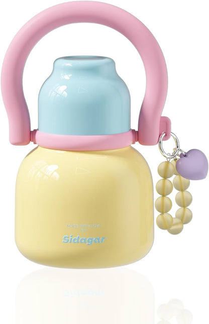 22 oz Water Bottle with Straw and Bowl, Unique Insulated Stainless Steel Tumbler, Spill-proof Reusable BPA-Free Cup, Pilates Wellness Study Travel, with Bonus Strap - Chocolate Black