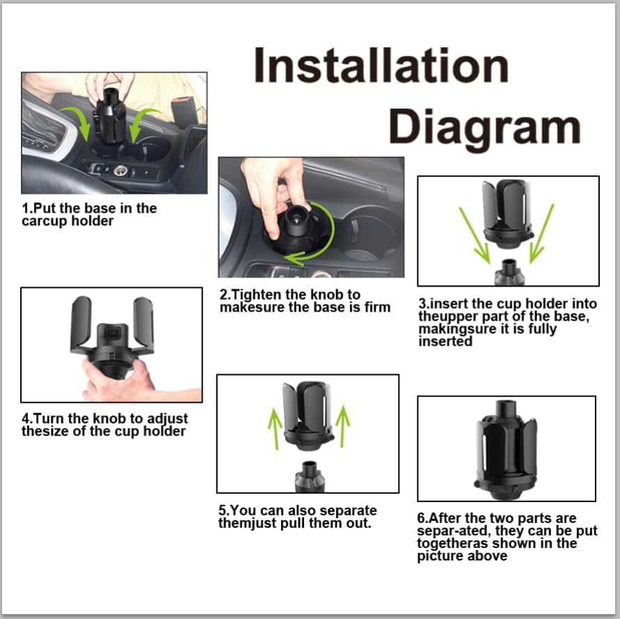 Car Cup Holder Expander, Cup Holder Extender Adapter with Expandable Arm and Offset Adjustable Base