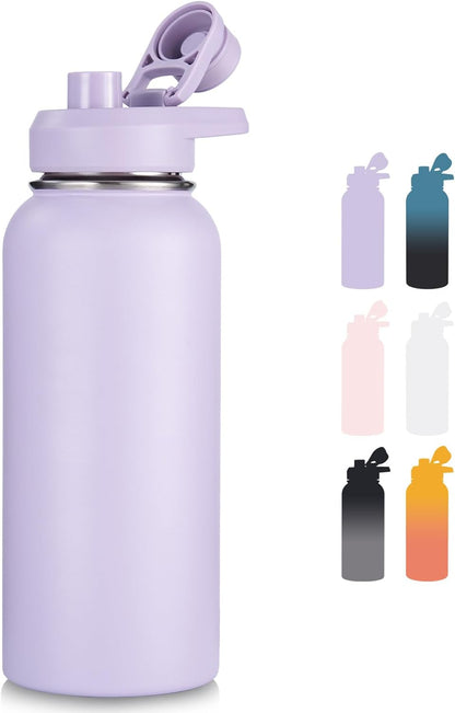 Fijinhom 24 oz Insulated Water Bottle with Handle, 304 Stainless Steel Water Bottles with Wide Mouth, Double Wall Vacuum Sports Water Bottle, BPA Free, Keep Cold and Hot, Black | with Handle