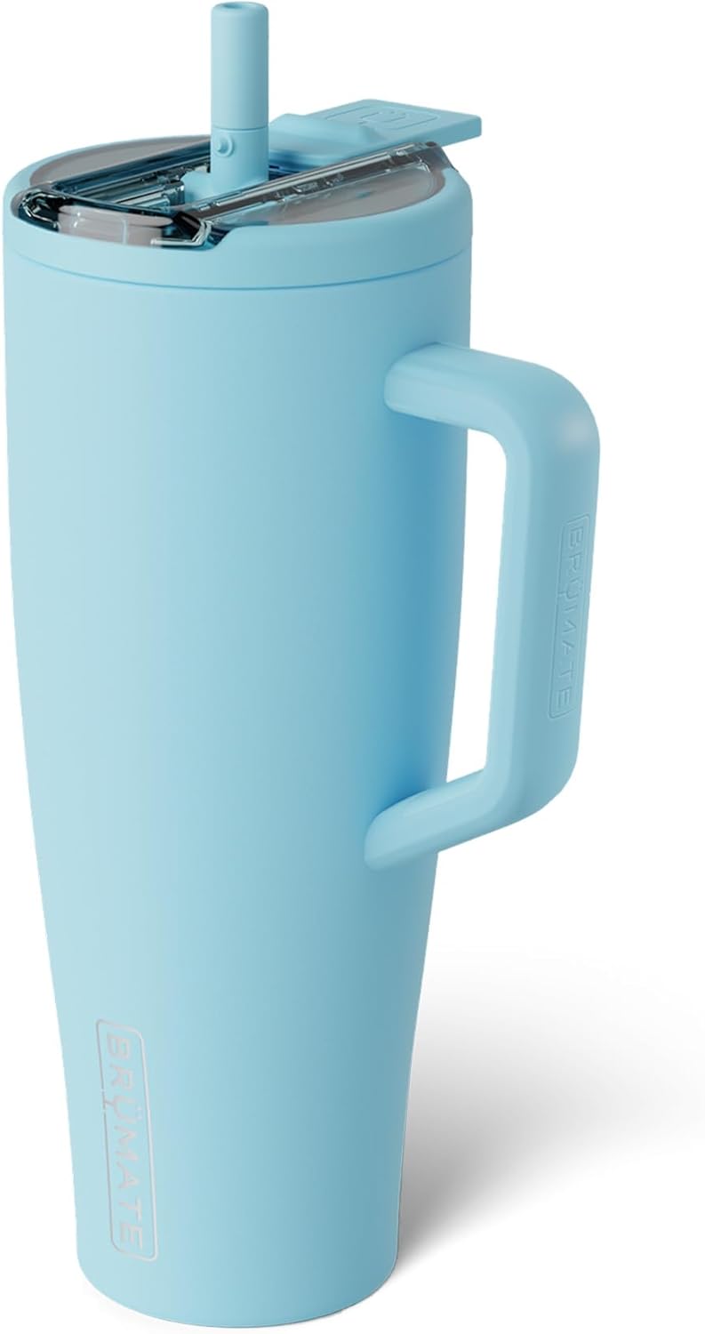 BrüMate Era Flip 30oz Tumbler with 100% Leakproof Covered Straw Lid | Hygienic Covered Straw | Insulated Stainless Steel Water Bottle with Handle | Cup Holder Friendly | BPA-Free (Sage)