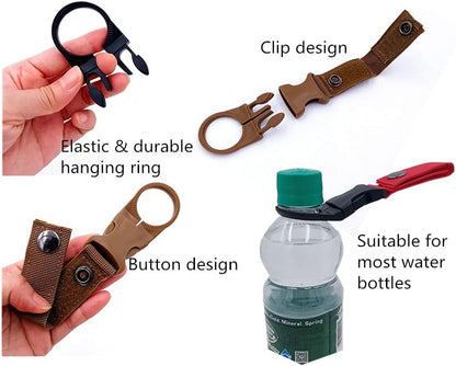 4PCS Bottle Clip Hanging Portable Water Bottle Ring Holder Keychain Mineral Water Bottle Clip for Backpack Belt Nylon Webbing Strap for Outdoor Tactical Camping Hiking