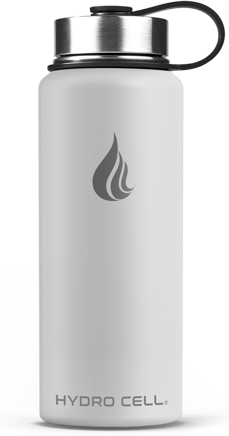 HYDRO CELL Stainless Steel Insulated Water Bottle with Straw - For Cold & Hot Drinks - Metal Vacuum Flask with Screw Cap and Modern Leakproof Sport Thermos for Adults (Neon 18oz)