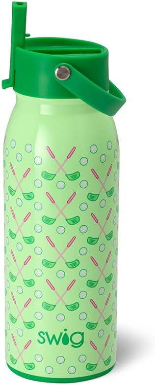Swig Life 36oz Insulated Water Bottle, Travel Water Bottle with Straw and Lid, Cup Holder Friendly, Stainless Steel (Pickleball)