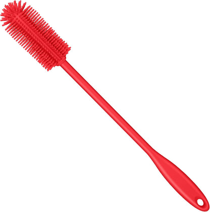 Silicone Bottle Brush, Water Bottle Cleaner Brush with Long Handle, Perfect for Cleaning Narrow Neck Containers, Vacuum Sports Bottle, Tumblers, Flask, Glassware (1 Pack, Charcoal)