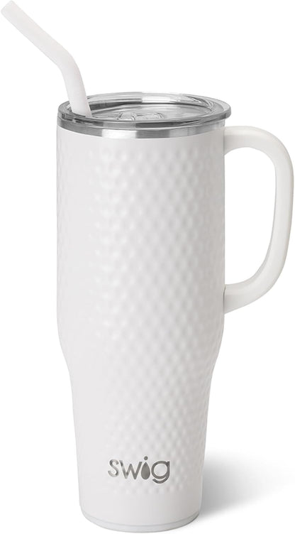 Swig Life 40oz Mega Mug, 40 oz Tumbler with Handle and Straw, Cup Holder Friendly, Dishwasher Safe, Extra Large Insulated Tumbler, Stainless Steel (Pickleball)
