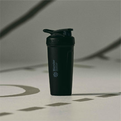 BlenderBottle Strada Shaker Cup Insulated Stainless Steel Water Bottle with Wire Whisk, 24-Ounce, White