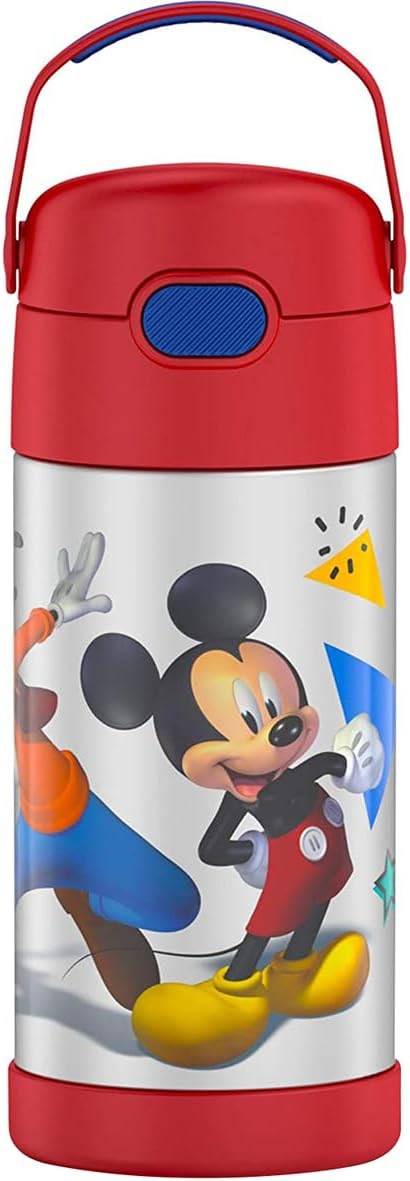THERMOS FUNTAINER Water Bottle with Straw - 12 Ounce - Kids Stainless Steel Vacuum Insulated Water Bottle with Lid, Bluey - Colors B