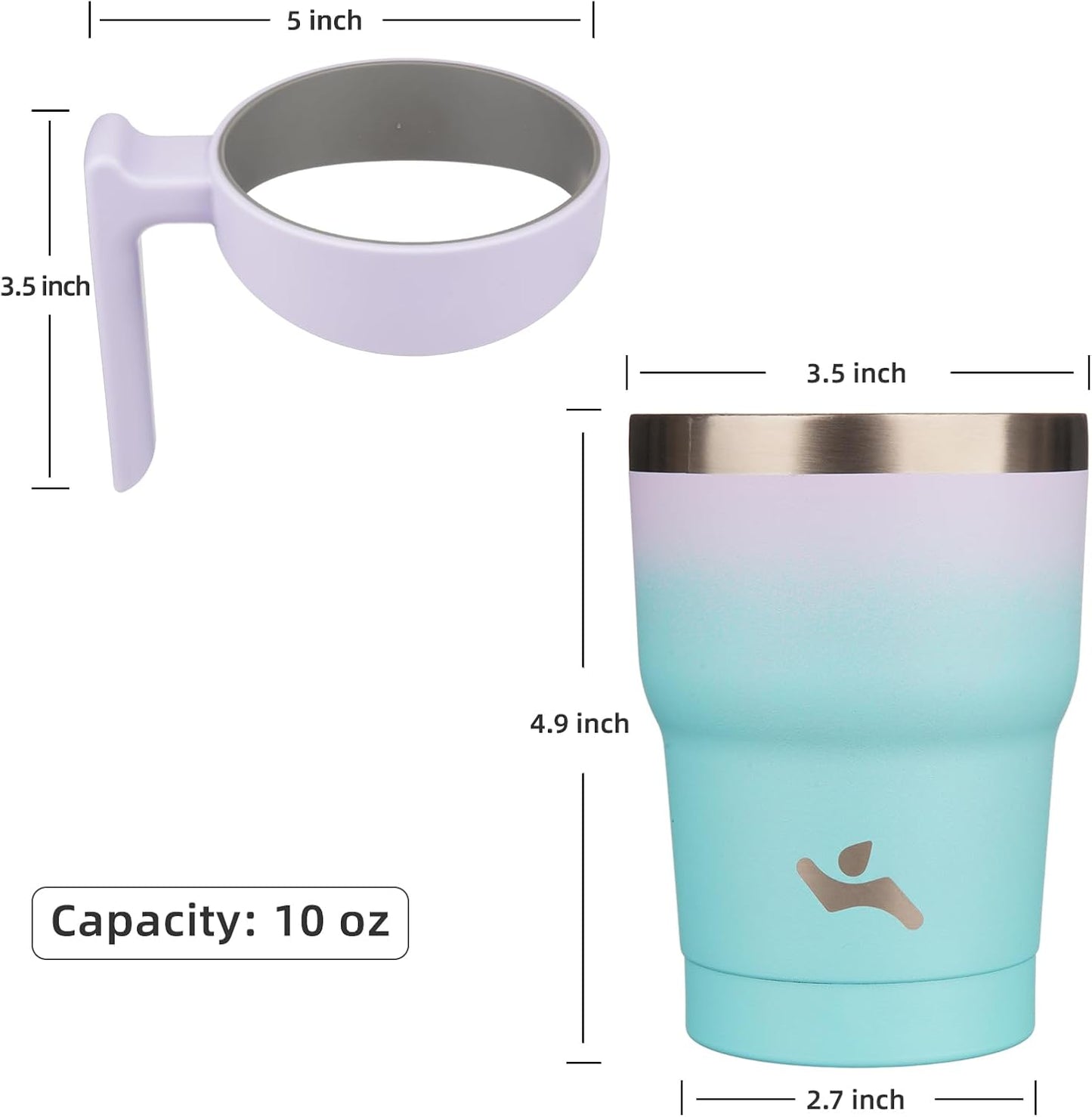 Konokyo 20 oz Tumbler with Handle and 2 Straw 2 Lid, Insulated Water Bottle Stainless Steel Vacuum Cup Reusable Travel Mug,Black