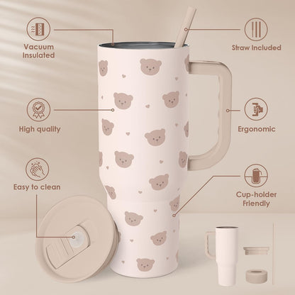 SANDJEST Pickleball 40oz Tumbler With Handle and Straw, Pickleball Queen Insulated Stainless Steel Travel Coffee Mug for Women Girls Players, Gift Idea for Birthday Christmas Mothers Day