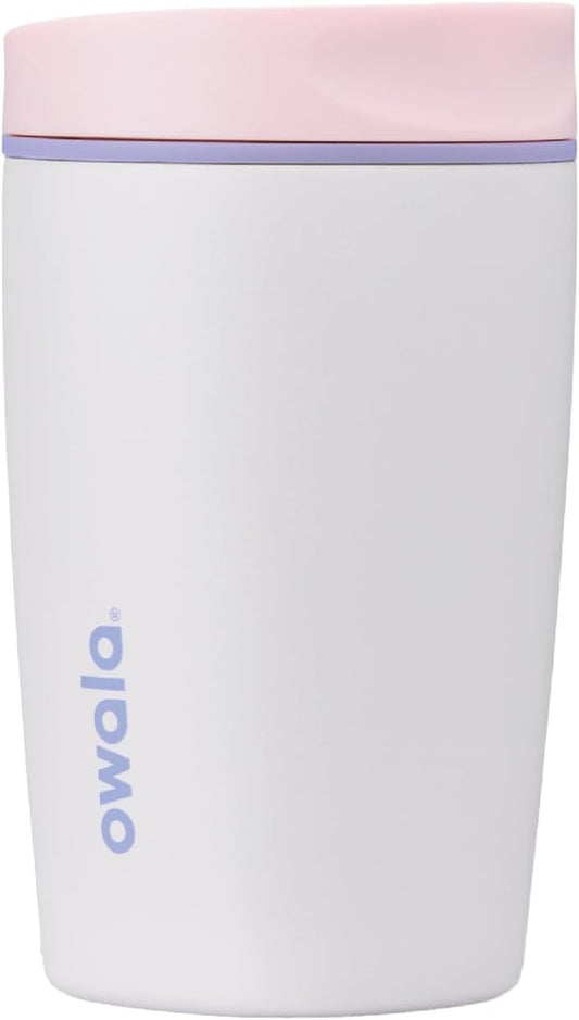 Owala SmoothSip Slider Ceramic-Lined Insulated Stainless Steel Coffee Tumbler, No Metallic Taste Reusable Travel Mug, Hot Iced Coffee Cup, BPA Free 20 oz, Very, Very Dark