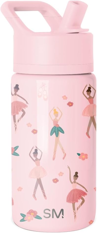 Simple Modern Disney Minnie Mouse Kids Water Bottle with Straw Lid | 14oz Insulated Stainless Steel Kids Tumbler & Spill Proof Toddler Cup for School, Girls, Boys | Summit | Minnie Mouse Fun - Colors B