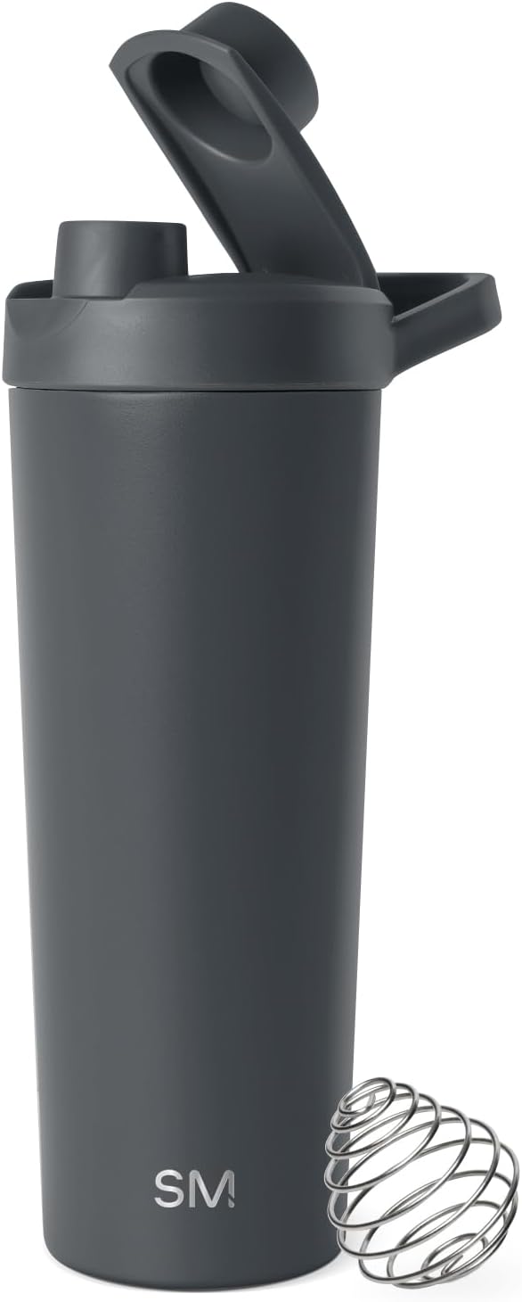 Simple Modern Stainless Steel Shaker Bottle with Ball 24oz | Metal Insulated Cup for Protein Mixes, Shakes and Pre Workout | Rally Collection | Almond Birch