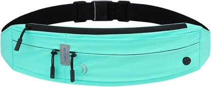 WATERFLY Running Belt Fanny Pack: Runner Marathon Jogging Waist Pack Sport Workout Exercise Fitness Phone Holder Belt for Men Women Jogger Slim Waist Bag Black