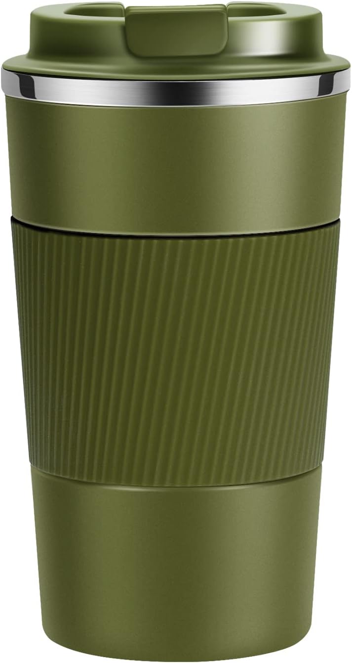 YINJOYI 12oz Travel Coffee Cups Insulated Tumbler Thermal Mug to Go with Lid Leak Proof Reusable Stainless Steel Coffee Mug Spill Proof for Hot and Iced Cold Drinks (Red, 380ml)