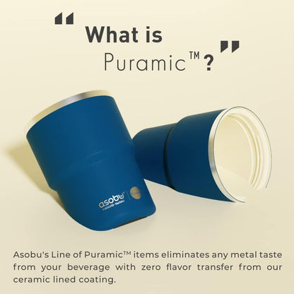 asobu Ultimate Ceramic Travel Mug, 12oz Insulated Stainless Steel Coffee Cup with Handle & Splash-Resistant Lid, Ceramic Lined for Pure Taste, BPA-Free, Double-Wall Vacuum for Hot Drinks