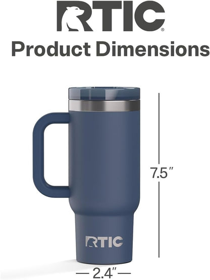 RTIC Little Road Trip Tumbler 16oz for Kids with Straw Lid and Handle, Ceramic Lined, Insulated Stainless Steel Travel Water Mug Cup, Leak-Proof, RTIC Ice Glitter