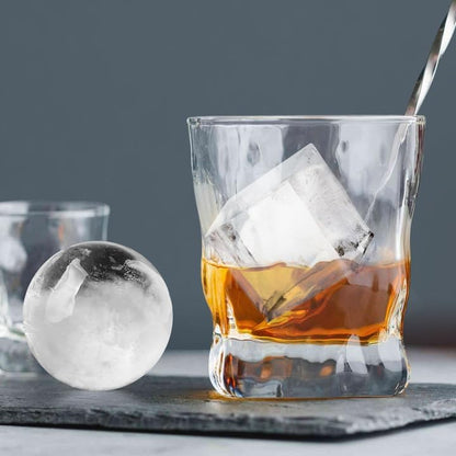 ROTTAY Ice Cube Trays (Set of 2), Sphere Ice Ball Maker with Lid & Large Square Ice Cube Maker for Whiskey, Cocktails and Homemade, Keep Drinks Chilled Black