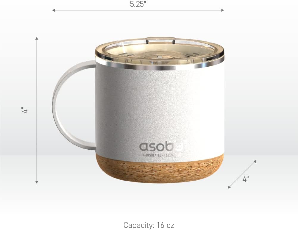 asobu Ultimate Ceramic Travel Mug, 12oz Insulated Stainless Steel Coffee Cup with Handle & Splash-Resistant Lid, Ceramic Lined for Pure Taste, BPA-Free, Double-Wall Vacuum for Hot Drinks
